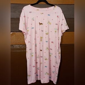 NWOT Joyspun L/XL Pink With Dogs Short Sleeve nightshirt